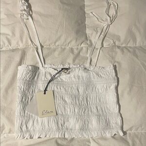 Elan White Smocked Crop Top